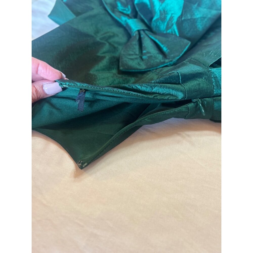 WICKED Hunter Green Shimmer Dress Size 12 Bow Detail Witchy Ballet Core Whimsy - Picture 15 of 15